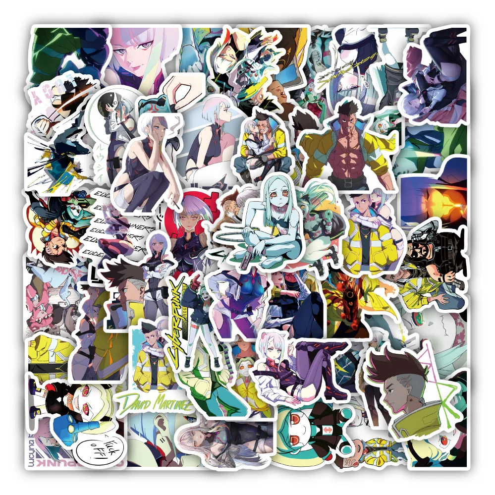 60PCS Cartoon Cyberpunk: Edgerunners Stickers Set DIY Phone Case Laptop Guitar Computer Transparent Decorative Stickers