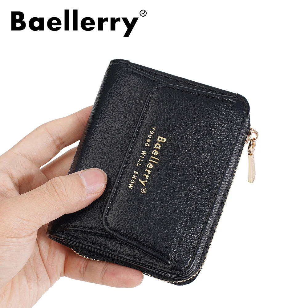 Baellerry Ins Fashion Akkordeon-Karten-Geldbörse für Damen, Mini-Geldbörse mit umlaufendem Reißverschluss und Ausweisfenster, luxuriöse kleine Geldklammer-Geldbörse für