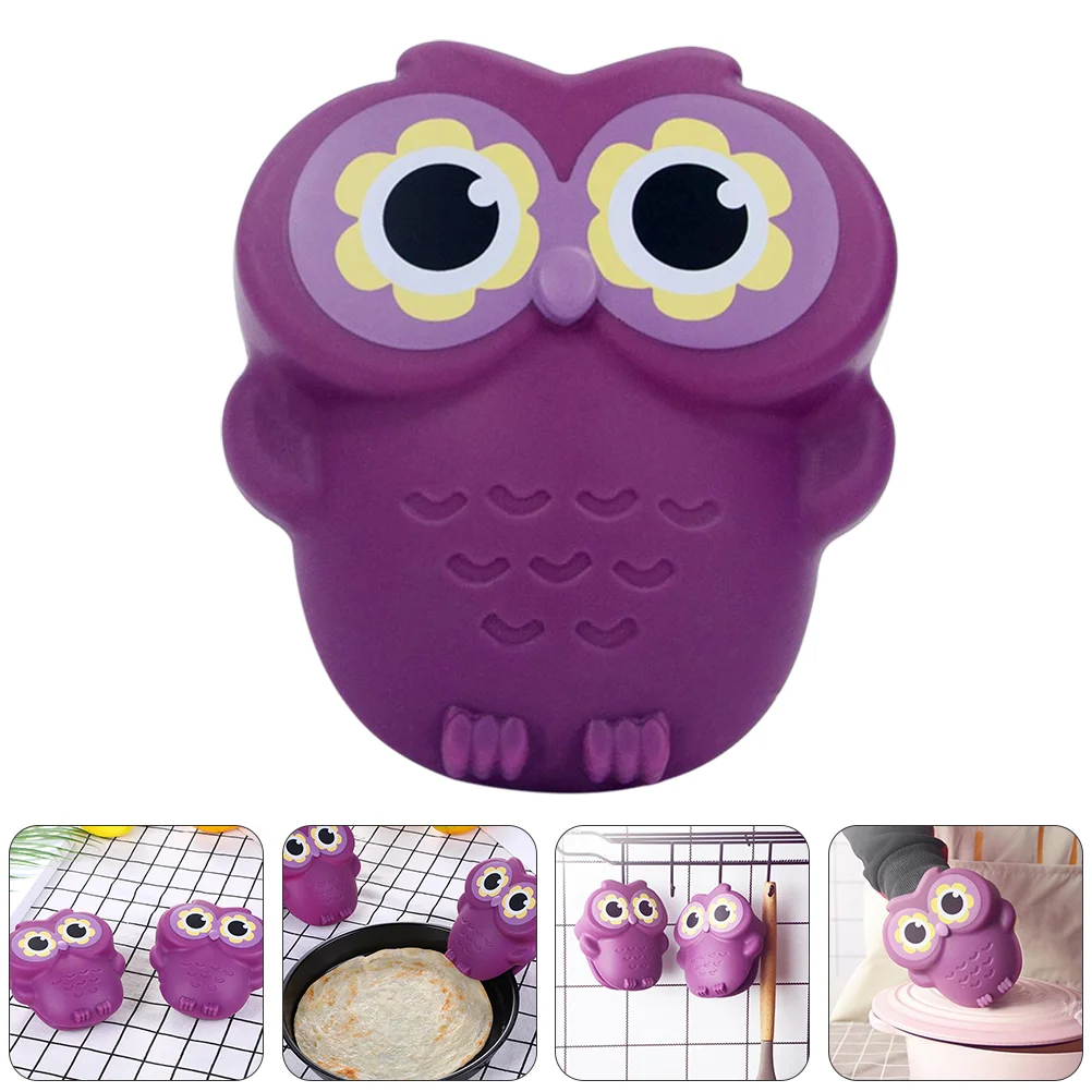 

Pot Holders for Kitchen Owl Gloves Silicone Cooking Pinch Mitts Purple Oven Potholder