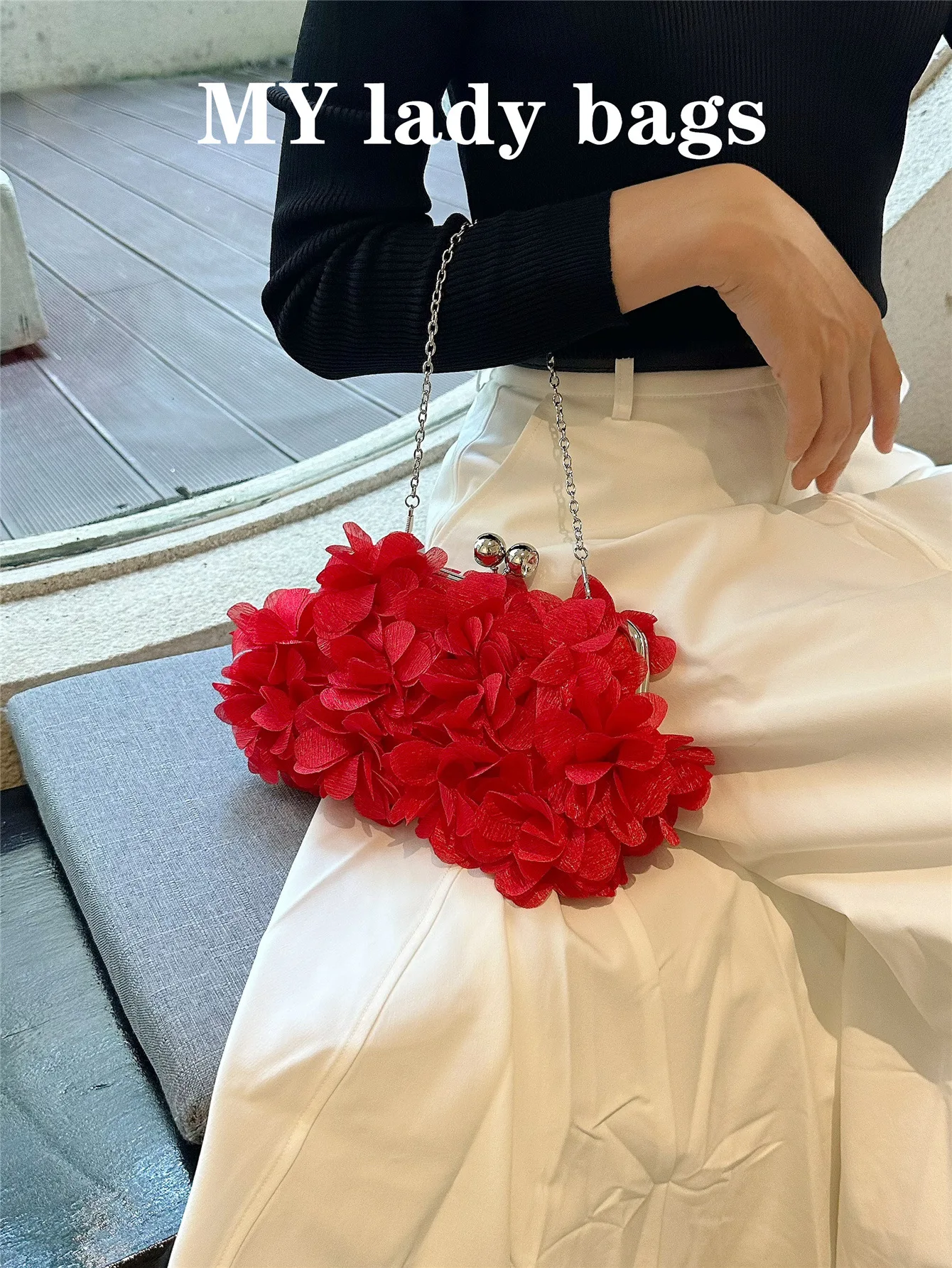 

High Quality Fashion Satin Banquet Bag Luxury Solid Floral Evening Bag Wedding Party Clutch Purse Women Handbag Shoulder Bag