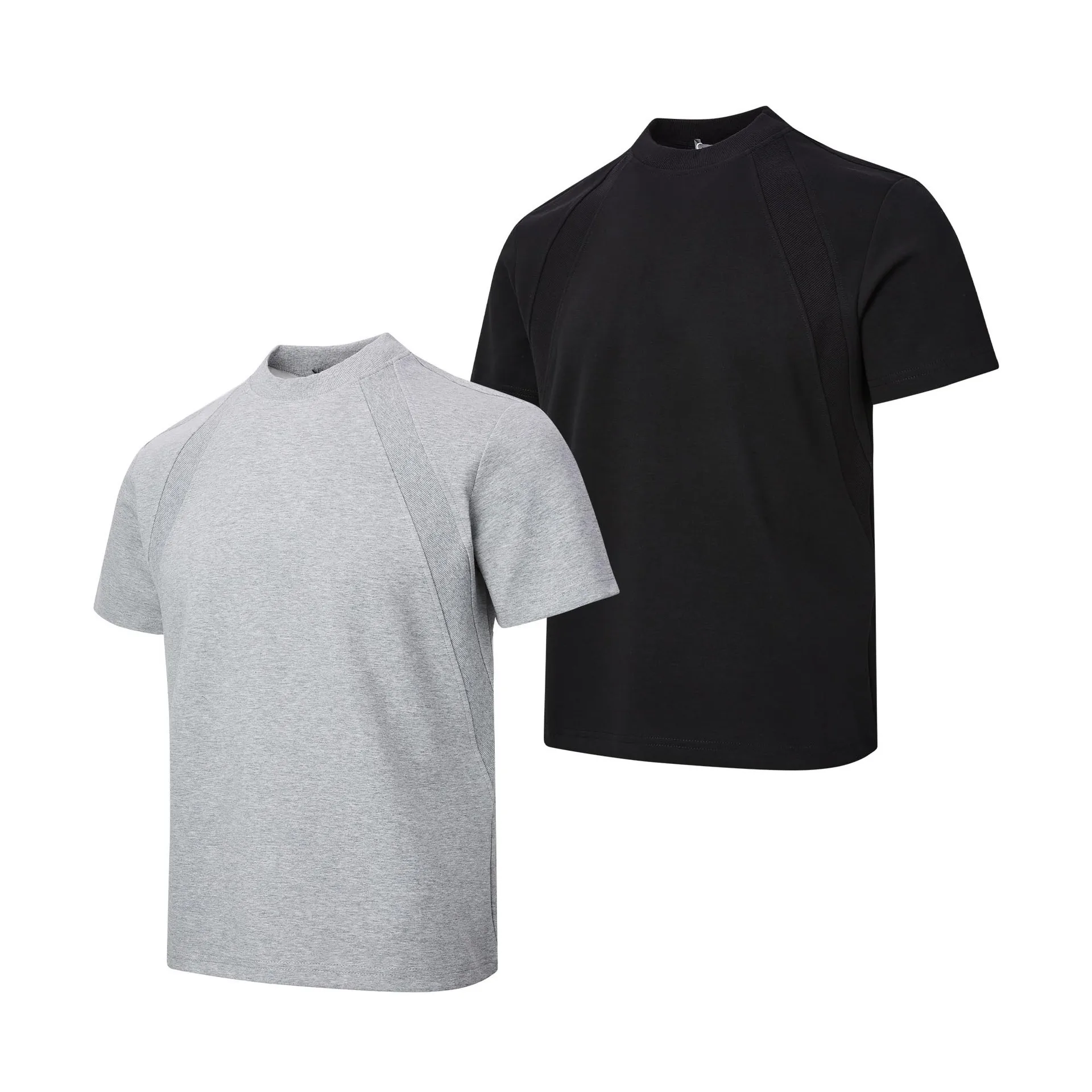 

Man Top Tee Spandex Space Cotton Air Layer Short Sleeve T Shirt Australian Made Wrinkle Resistant Color Block Boxy Style