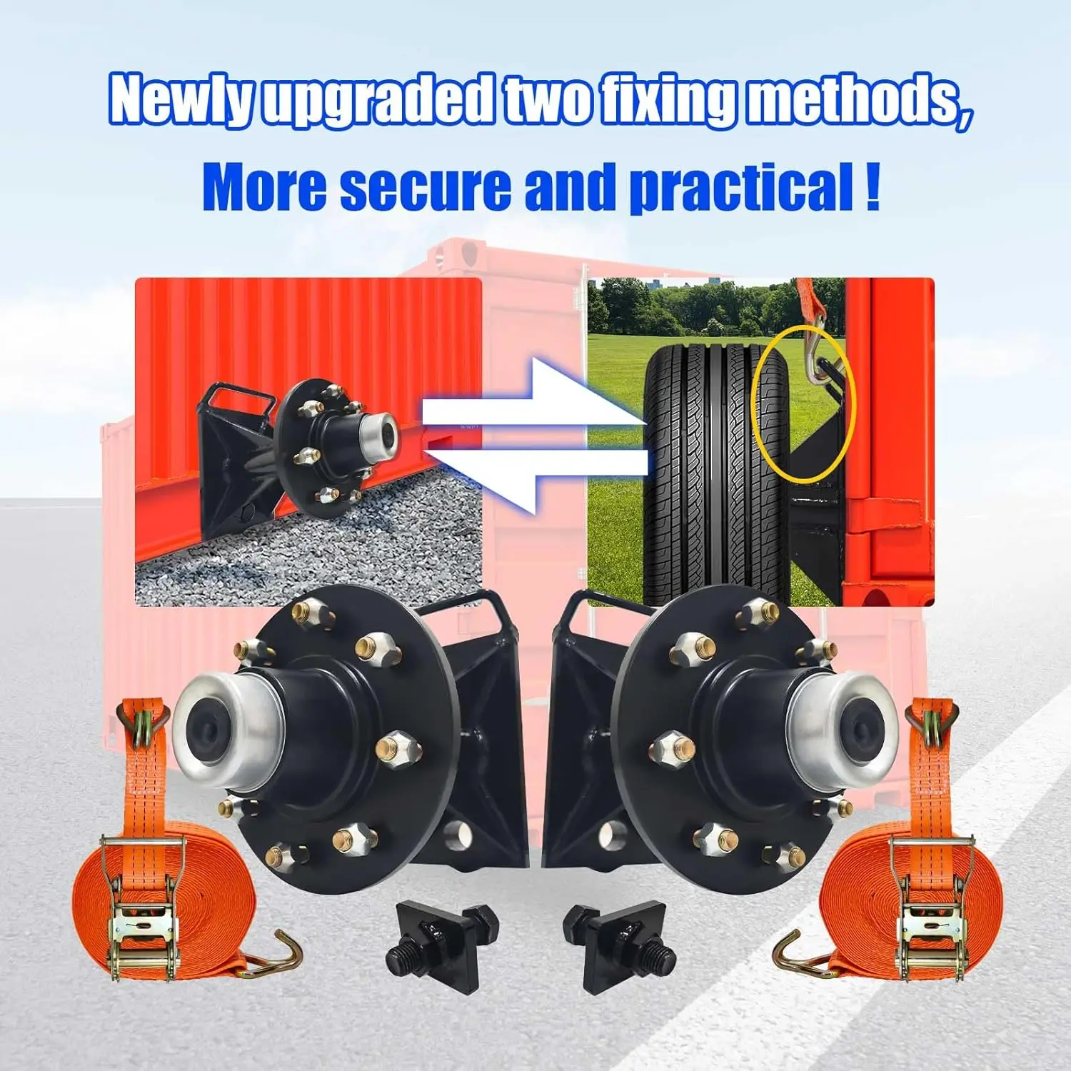 2 set di kit di ruote per contenitori da 8 pozzetti, assi per contenitori per carichi pesanti, per traslochi di contenitori da 20 piedi a 40 piedi, caldo