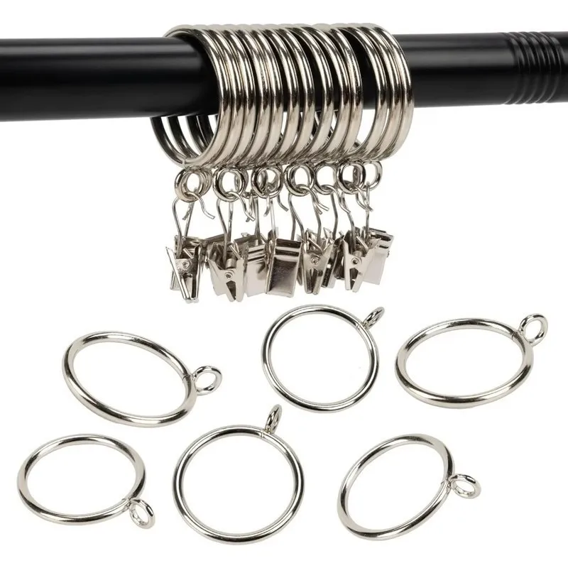 Smooth Sliding On Rod 45mm Iron Drapery Rings 33 pcs, perfect for Bedroom Blackout Drapery, Rust Resistant Finish, Silver