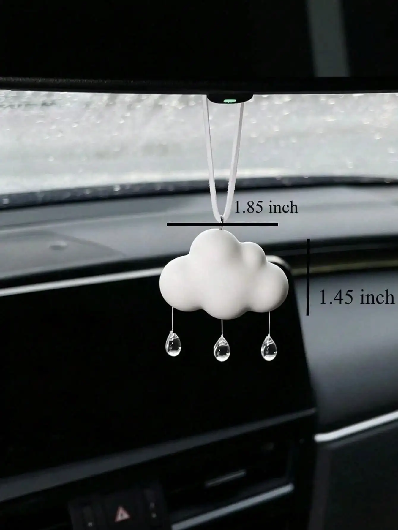Raindrop & Cloud Car Pendant Luxury Aesthetic Rearview Mirror Hanging Ornament Elegant Auto Interior Decor