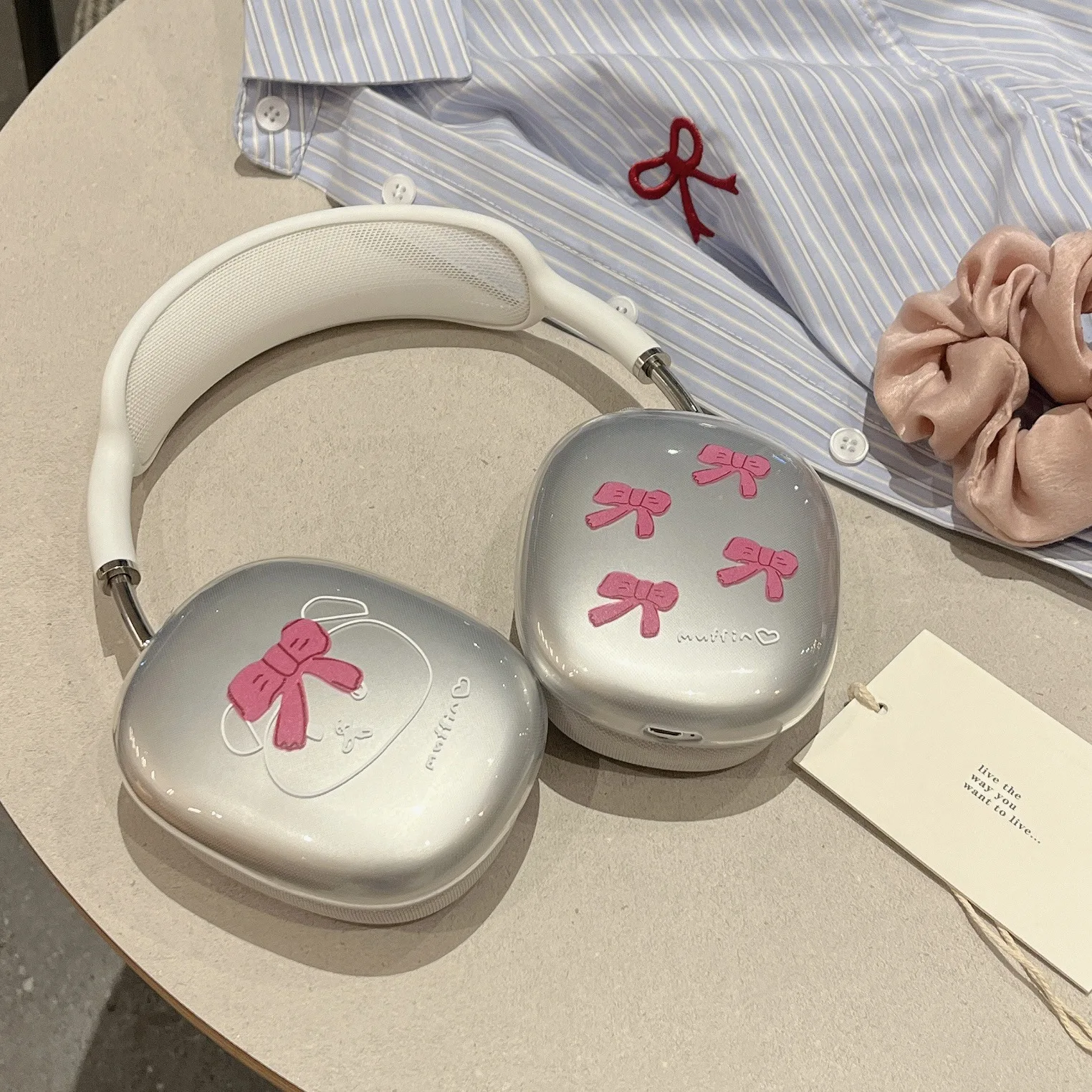 Corea Pink Bow Star Heart custodia protettiva per Apple Airpods Max custodia per auricolari cuffie in Silicone morbido trasparente per Airpods Max