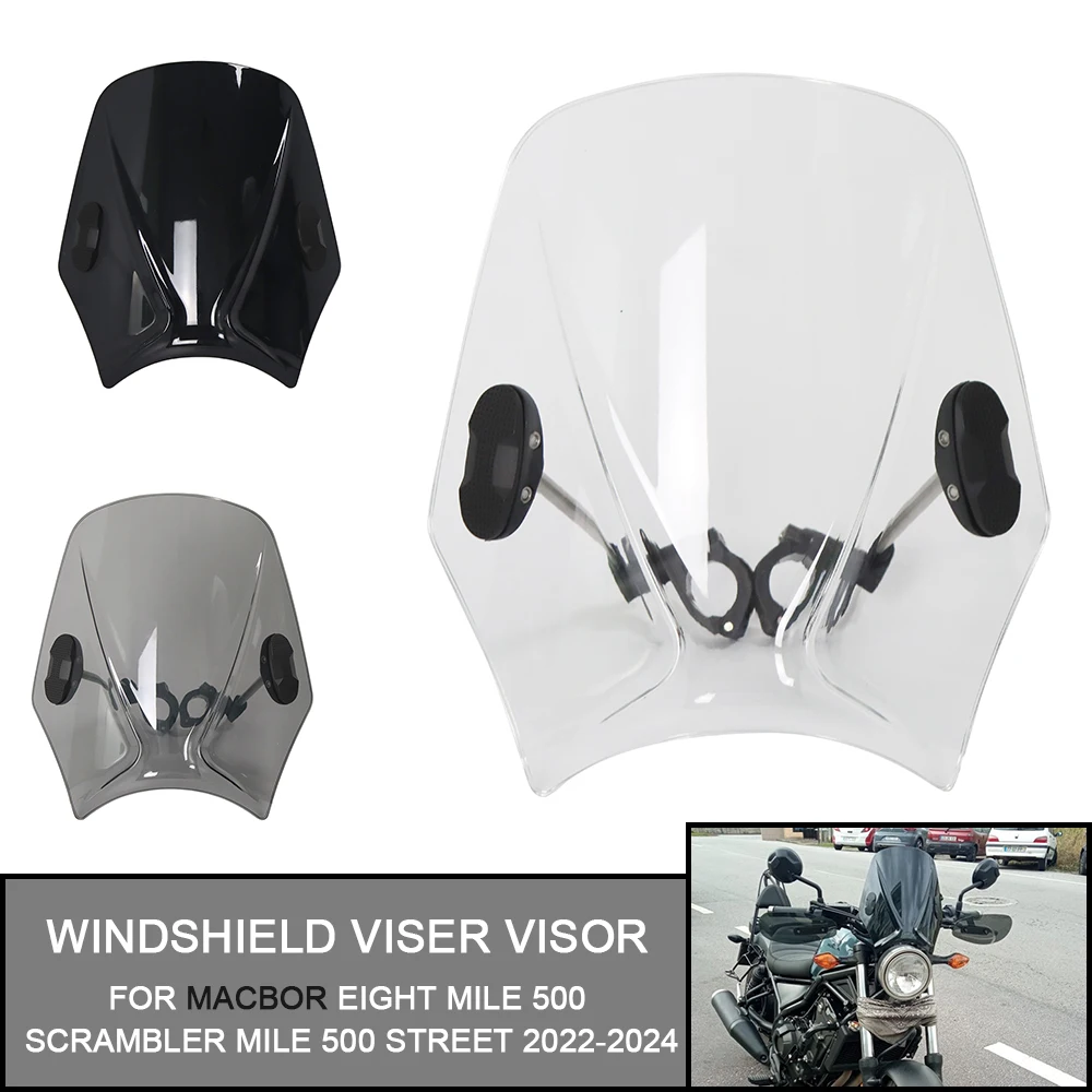 Motorcycle Windshield Round Headlight Street Bikes Windscreen Scree FOR MACBOR EIGHT MILE 500 SCRAMBLER 2022-2024 MILE 500 STREE