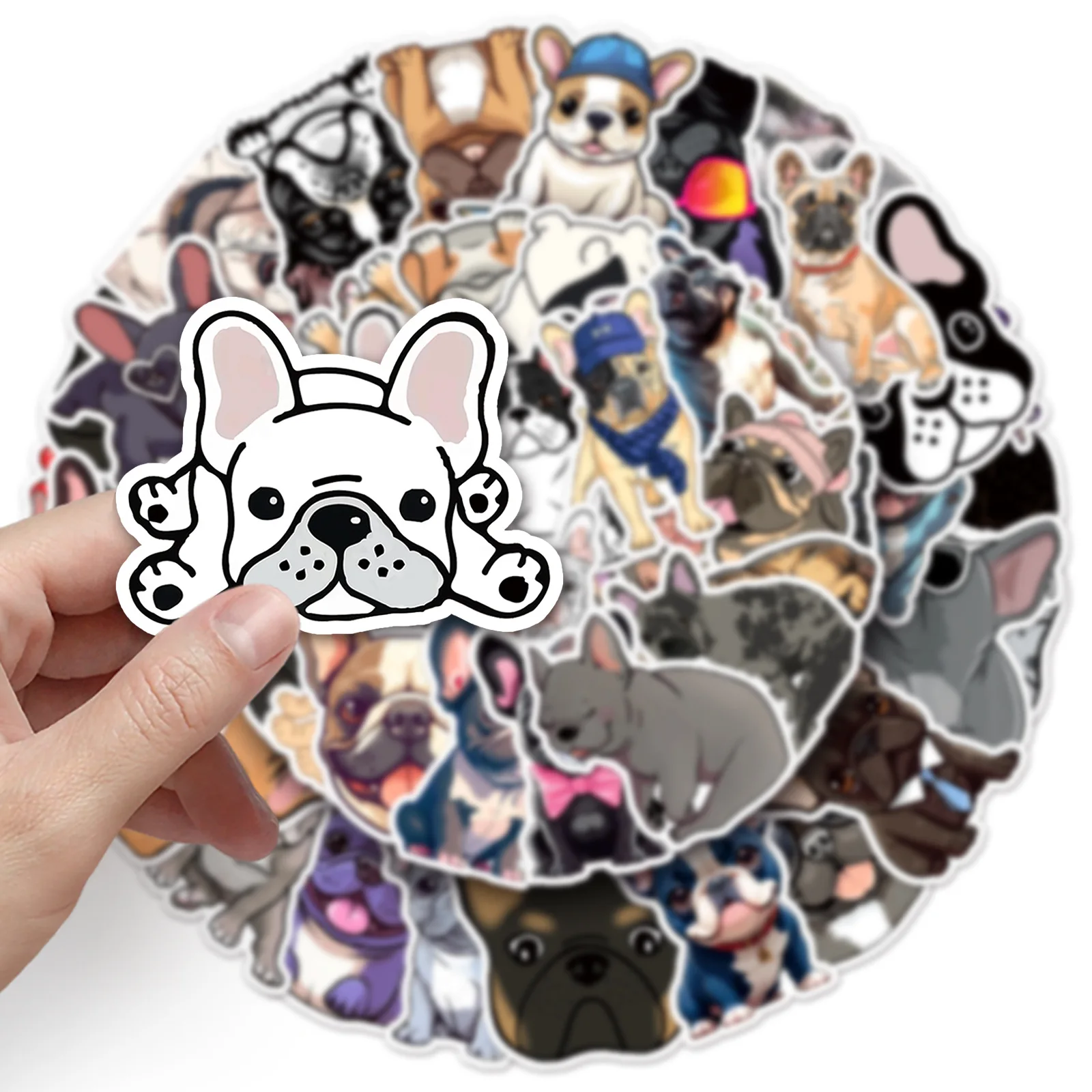 

10/50PCS Cute Cartoon French Bulldog Animals Dog Sticker DIY Phone Helmet Laptop Guitar Skateboard Graffiti Decals Fun for Gift