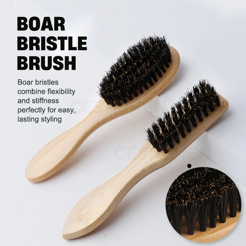 NEW Professional Hair Salon Premium Boar Bristle Bamboo Men's Beard Brush Barbershop Cleaning Styling Tools Barber Accessories