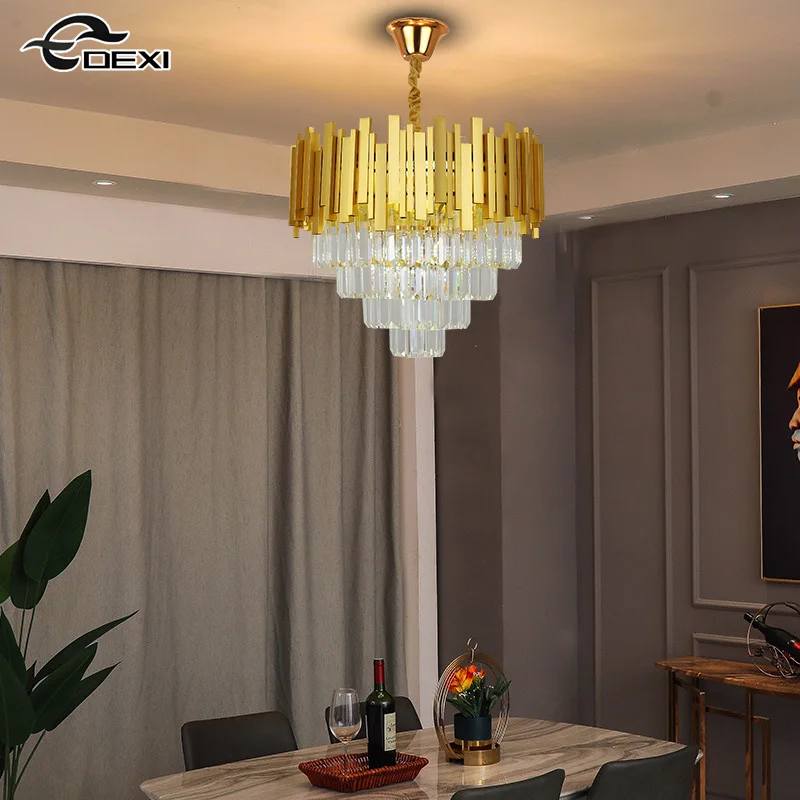 Nordic Living Room Bedroom Crystal Chandelier Hotel Villa Chandelier Restaurant Metal Indoor Lighting
