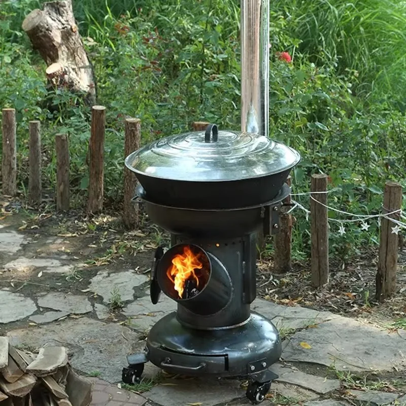 Outdoor Kitchen Camping Wood Stove Firewood Outside Barbecue Garden Camping Stove Burning House Calenton De Exterior Furniture