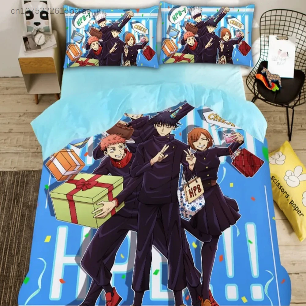 Japan Anime Jujutsu Kaisen Bedding Set Boys 3D Printed Duvet Covers With Pillow Case Twin Queen King Single Size