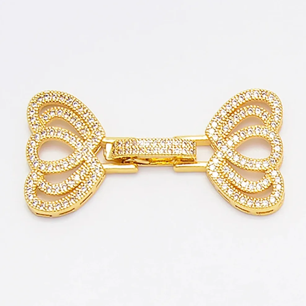 Heart Flower Clasp for DIY Bracelets Necklaces Chain Making Connector Brass Features Pave Zircon  Jewelry Accessories Parts