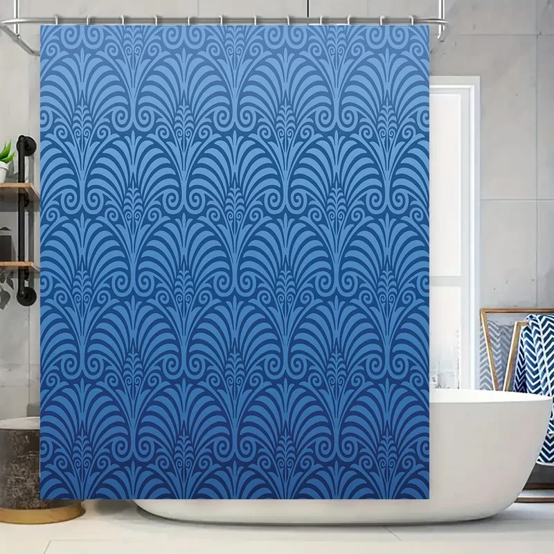 

Vintage Blue Waves Shower Curtain Decorative Bath Fabric Polyester Waterproof Plaid Curtains for Bathtub Modern Decoration Ideas