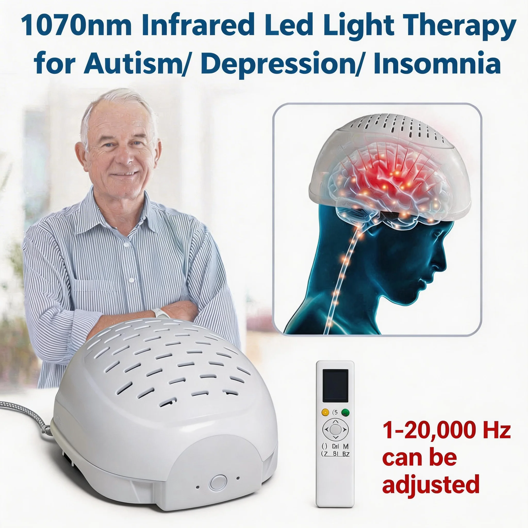 Non-Invasive 1070nm Near Infrared PBM Helmet for Stroke Victims Dementia Parkinson Boost Brain Activities Cognition Enhancement view 5