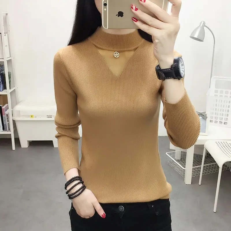 Simplicity Basic Off Shoulder Elegant Pullovers Autumn Winter Long Sleeve Slim Harajuku Sweaters Casual Fashion Women Clothing