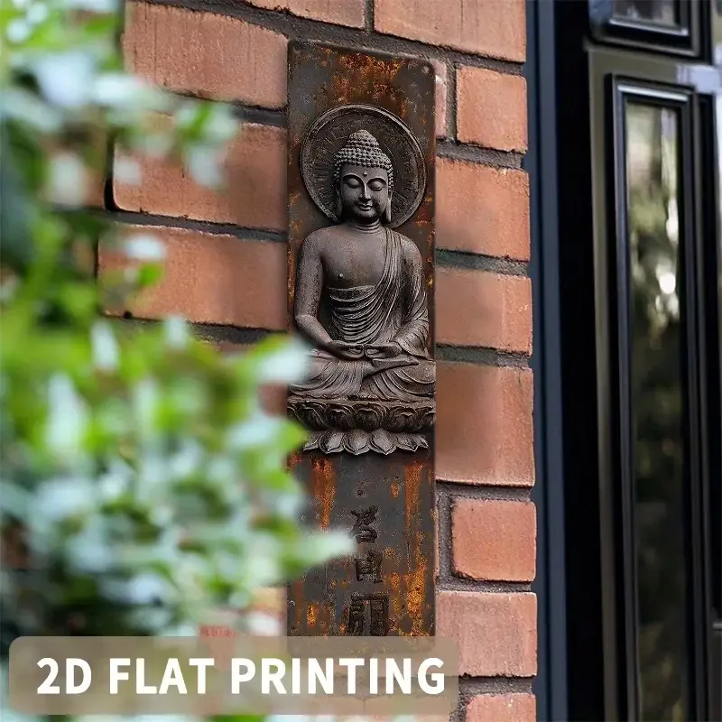 2D Metal Sign Zen Buddha Wall Decor, Minimalist Metal Art for Meditation Room, Yoga Studio, Calm Garden