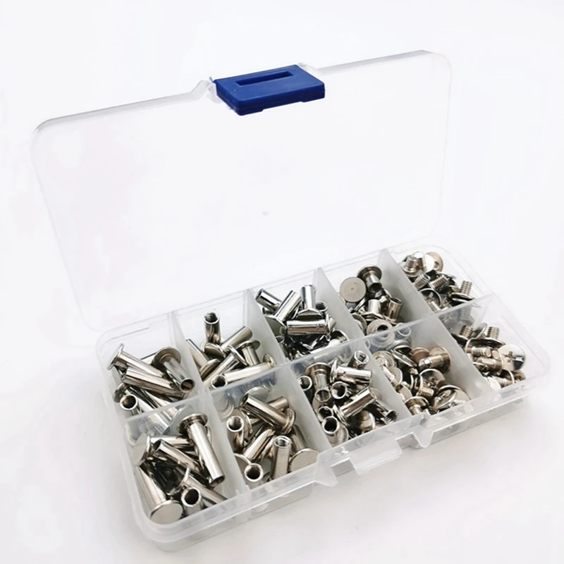 80 Sets Chicago Screws 5 Sizes 6 10 12 15 18Mm Binding Screws Studs Rivets,For Leather, Bookbinding, Album, DIY Crafts