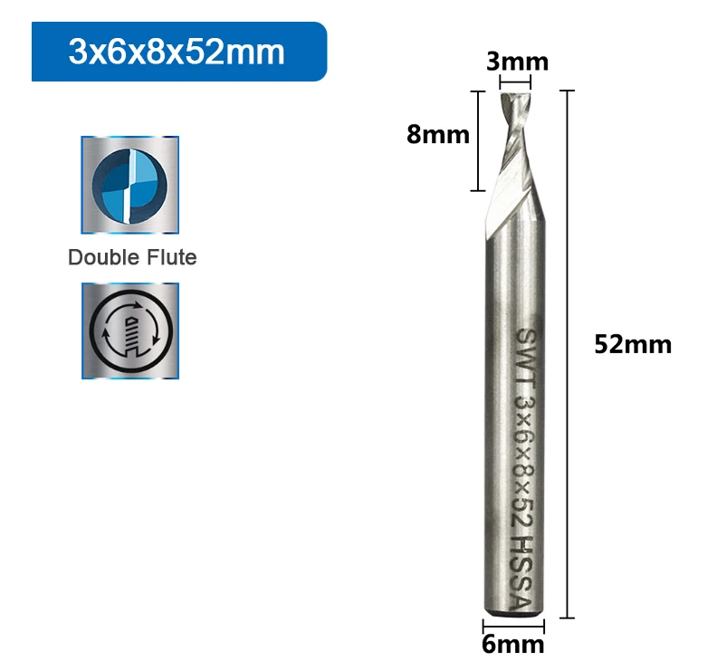 Xcan Schaft fräser Hoch geschwindigkeit stahl m2 Metalls ch neider 2 Nuten gerader Schaft CNC Fräser für Holz Aluminium Stahl 2-12mm
