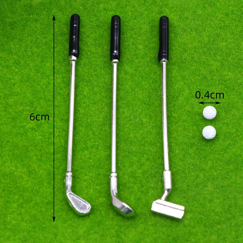 1Set Miniature Golf Clubs Small Golf Kit Dollhouse Mini Decorative Golf Club Model Toy Scene Prop DIY Accessorie"
