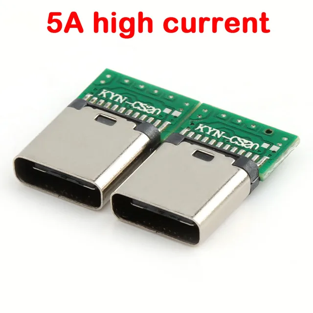 TYPE-C Drut spawalniczy żeński z płytką 5A Wysokoprądowe złącze USB C 6P Android DIY Wtyczka do ładowania Flash Gniazdo portu szybkiego ładowania