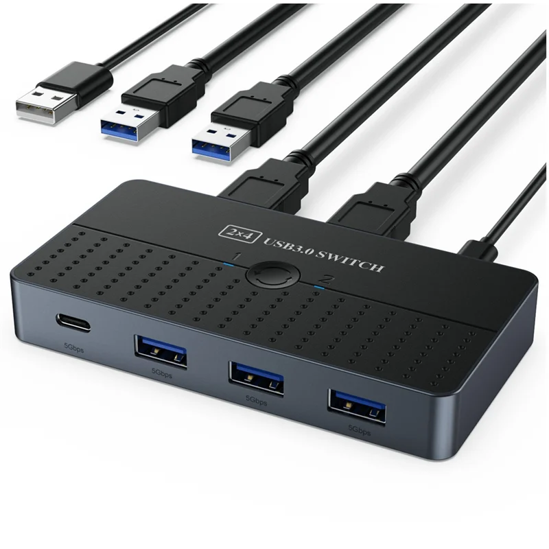 

L52A-USB3.0 Computers Sharing Switch Box 2 In 4 Out KVM 2X4 USB 3.0 Switcher Selector For Keyboard Mouse Printer Monitor PC