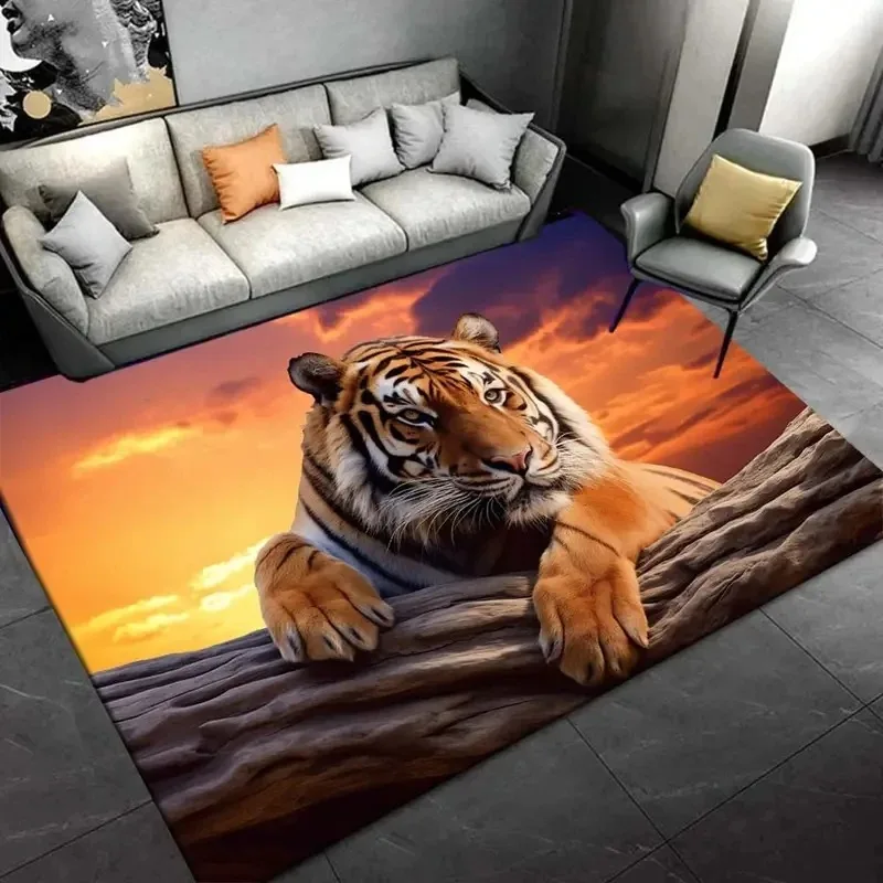 3D Printing Tiger Pattern Carpet Living Room Sofa Large Area Rugs Kitchen Entrance Doormat Non Slip Hallway Balcony Floor Mat