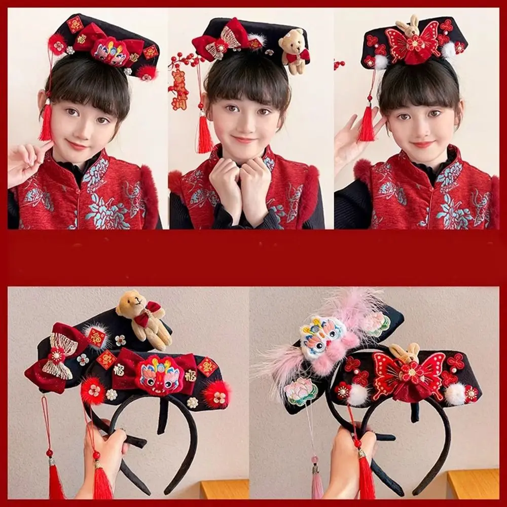 

Flower Chinese Style Headwear Velvet Bow Tassel Ancient Style Gege Headband Antique Hair Band Snake Year Hanfu Headwear Women