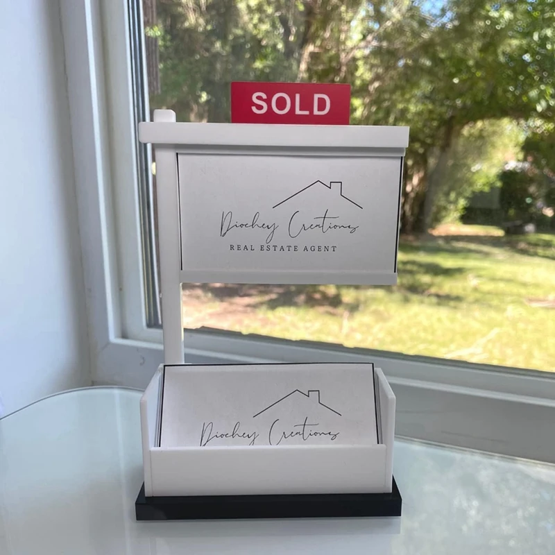 1 Piece Sold Sign Real Estate Business Card Holder Acrylic For Realtor Display Your Own Personalized Business Cards Real Estate