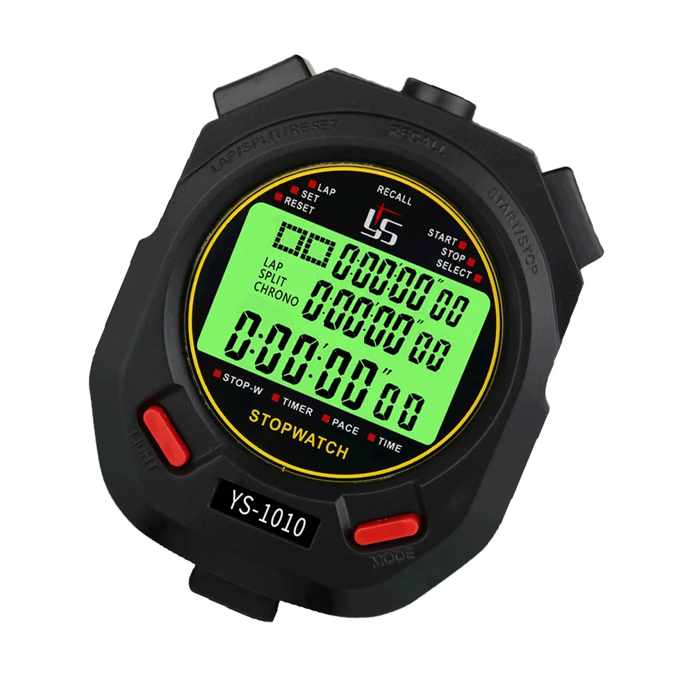 Interval Stopwatch Digital Electronic Timer for Sports Game Waterproof Black Abs