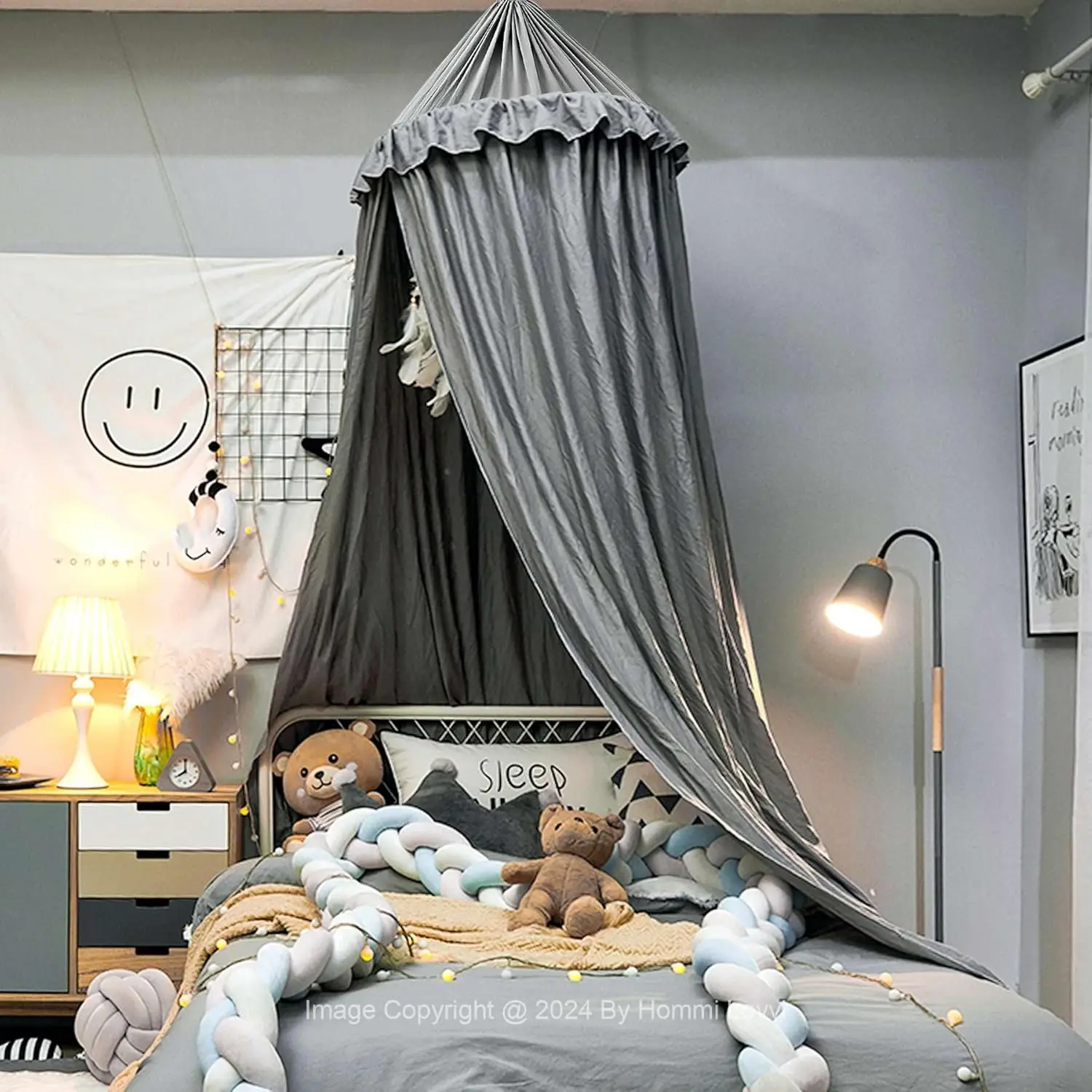 หลังคาเตียงสําหรับเด็กผู้หญิง, Dreamy Frills เพดานแขวน Princess Canopy ตกแต่งห้องนอน Soft Canopy สุทธิอ่าน Nook