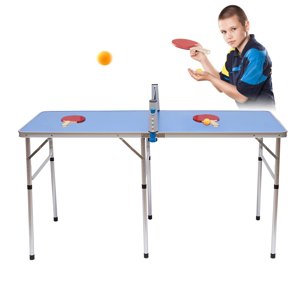 Table Tennis Table Ping Pong Tables Set Portable Folding Family Game Tables with Removable Net Aluminum Composite Frame