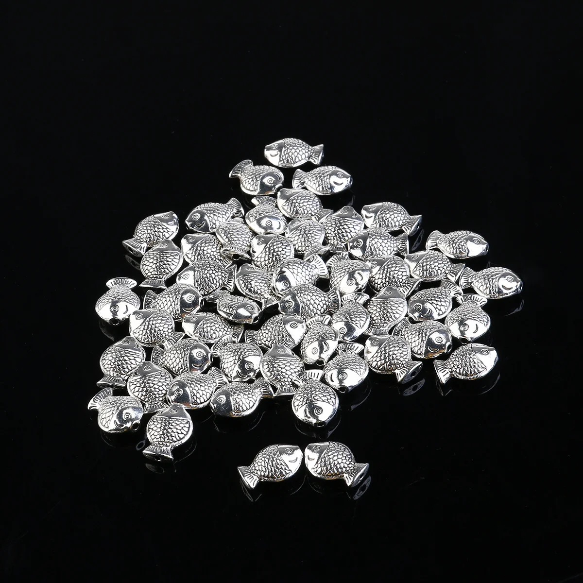 

50pcs Tibetan Silver Fish Spacer Beads 1.2-2.5Mm Small Metal Bead For Diy Necklace Bracelet Earrings Jewelry Making Findings