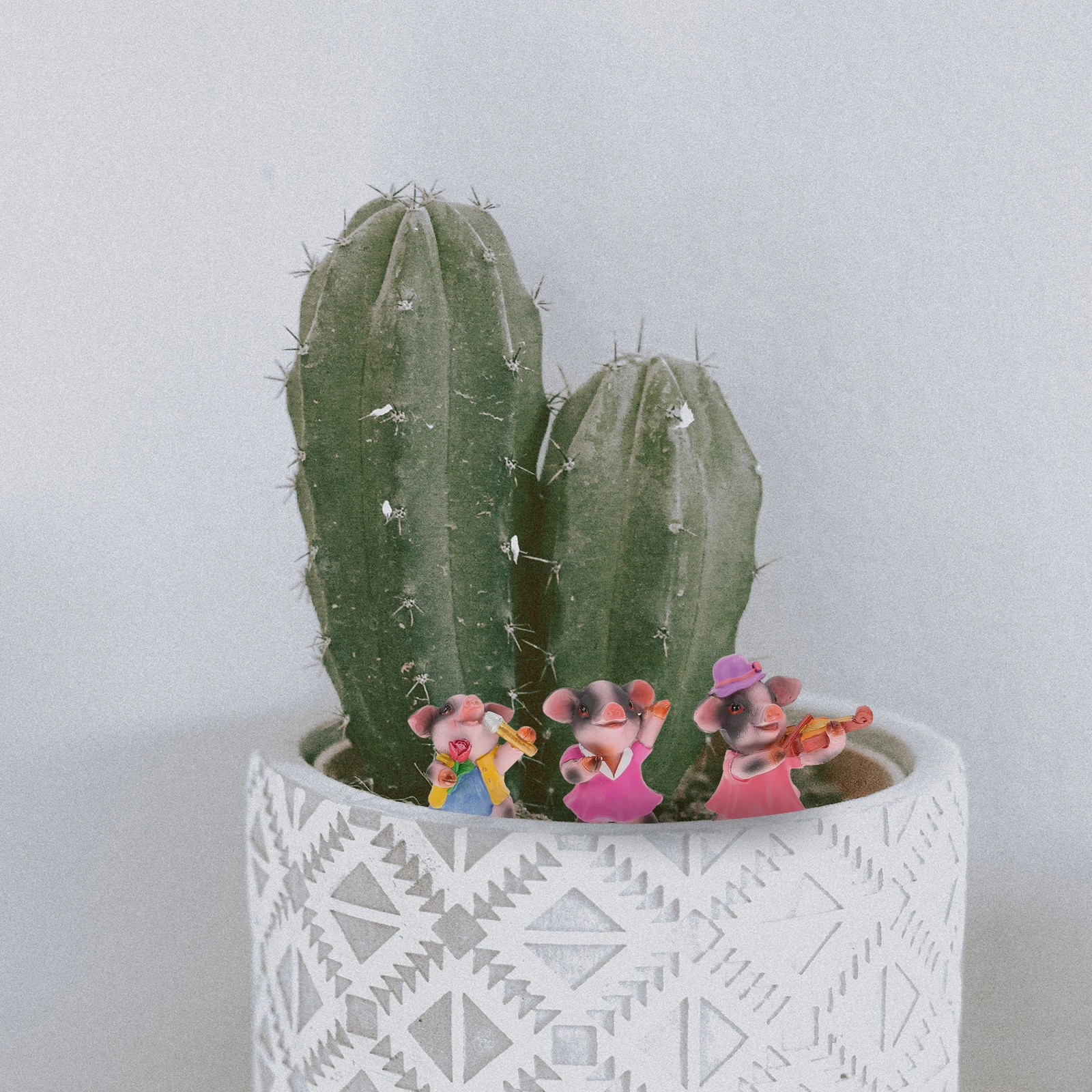 

4Pcs Music Guitar Pig Shape Resin Art Ornament Micro Landscape Garden Decor Durable Home Desktop Adornments Garden Decors