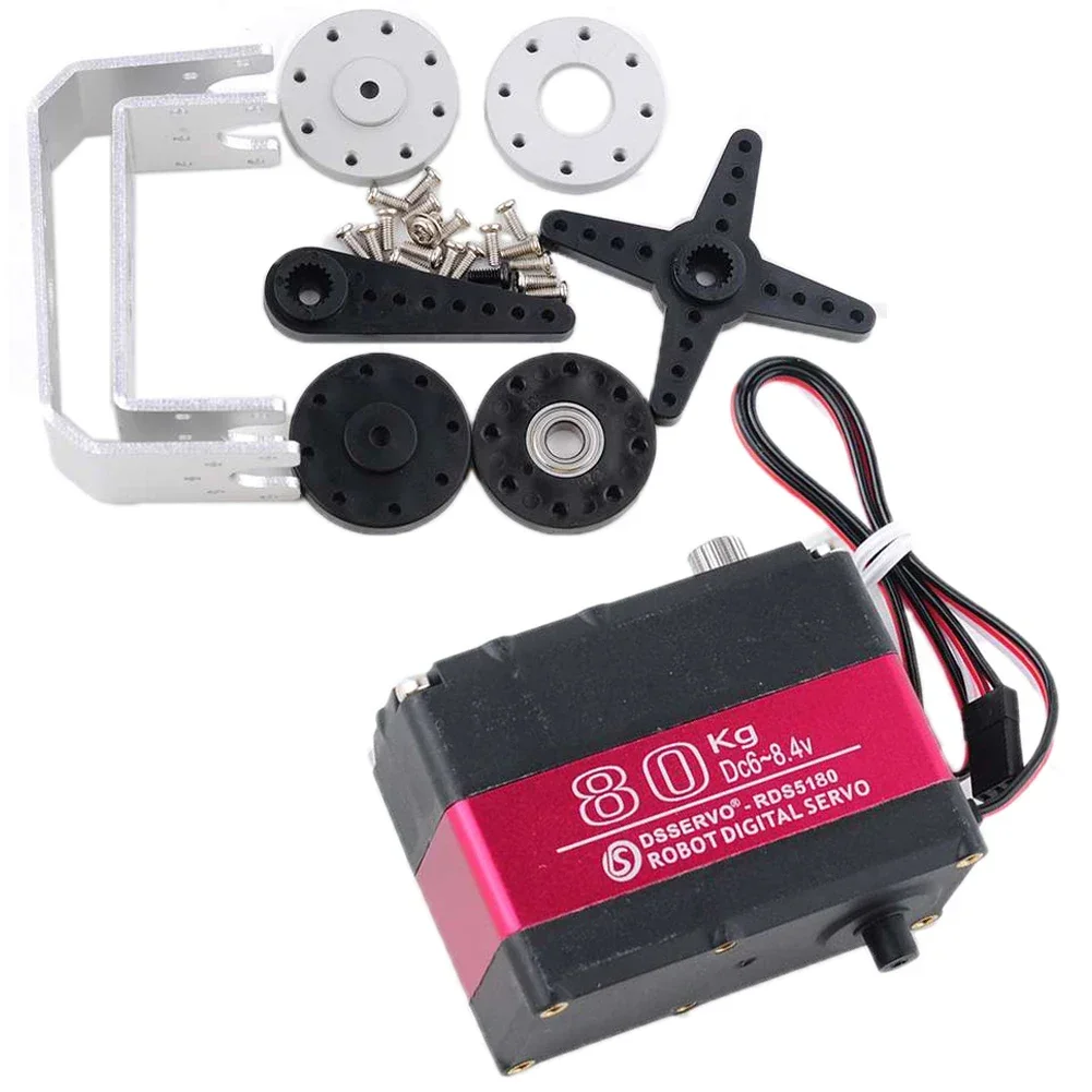 4 Set RDS5180 80KG Servo robotico digitale in metallo 180/270 gradi 7.4V Staffa a doppio albero IP66 RC Dsservo Motore per auto robot