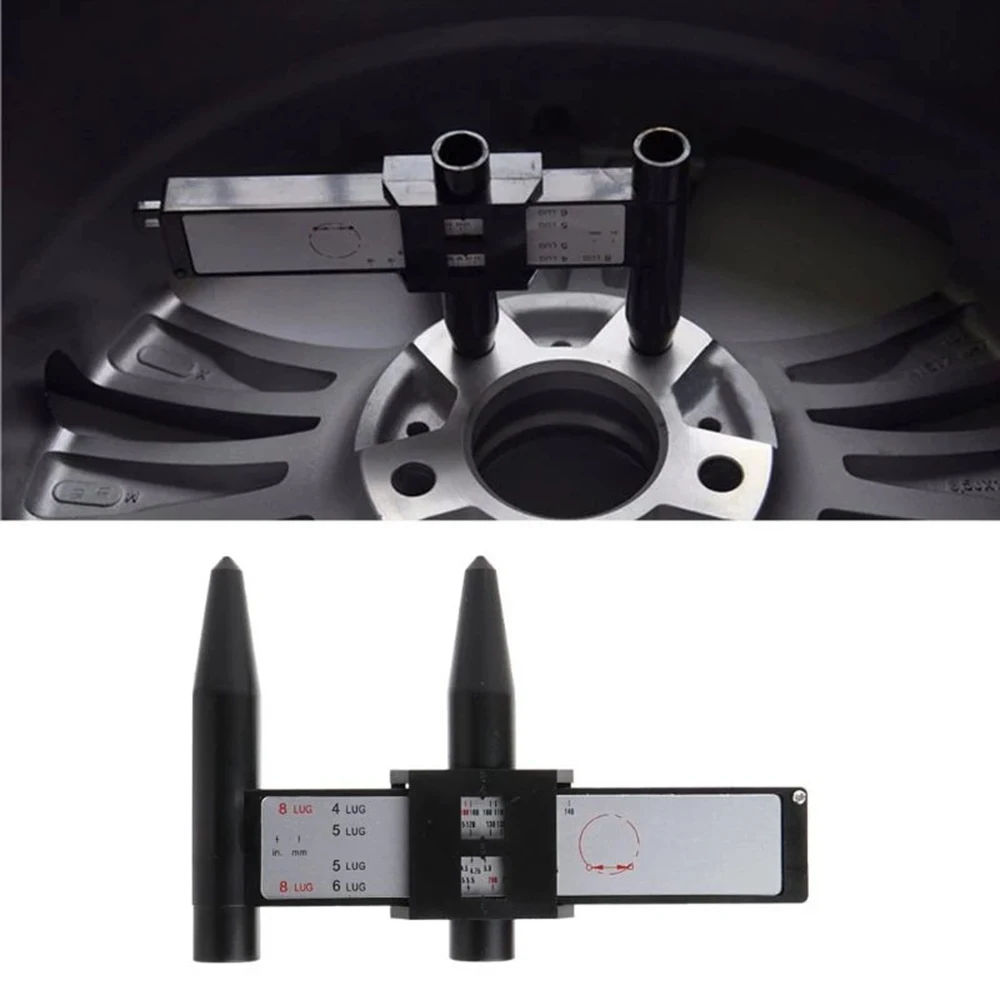 

Black Car Wheel Rim Bolt PCD Measuring Tool Gauge Ruler 8 Lug Measurement Tool Auto Hole Distance Ruler