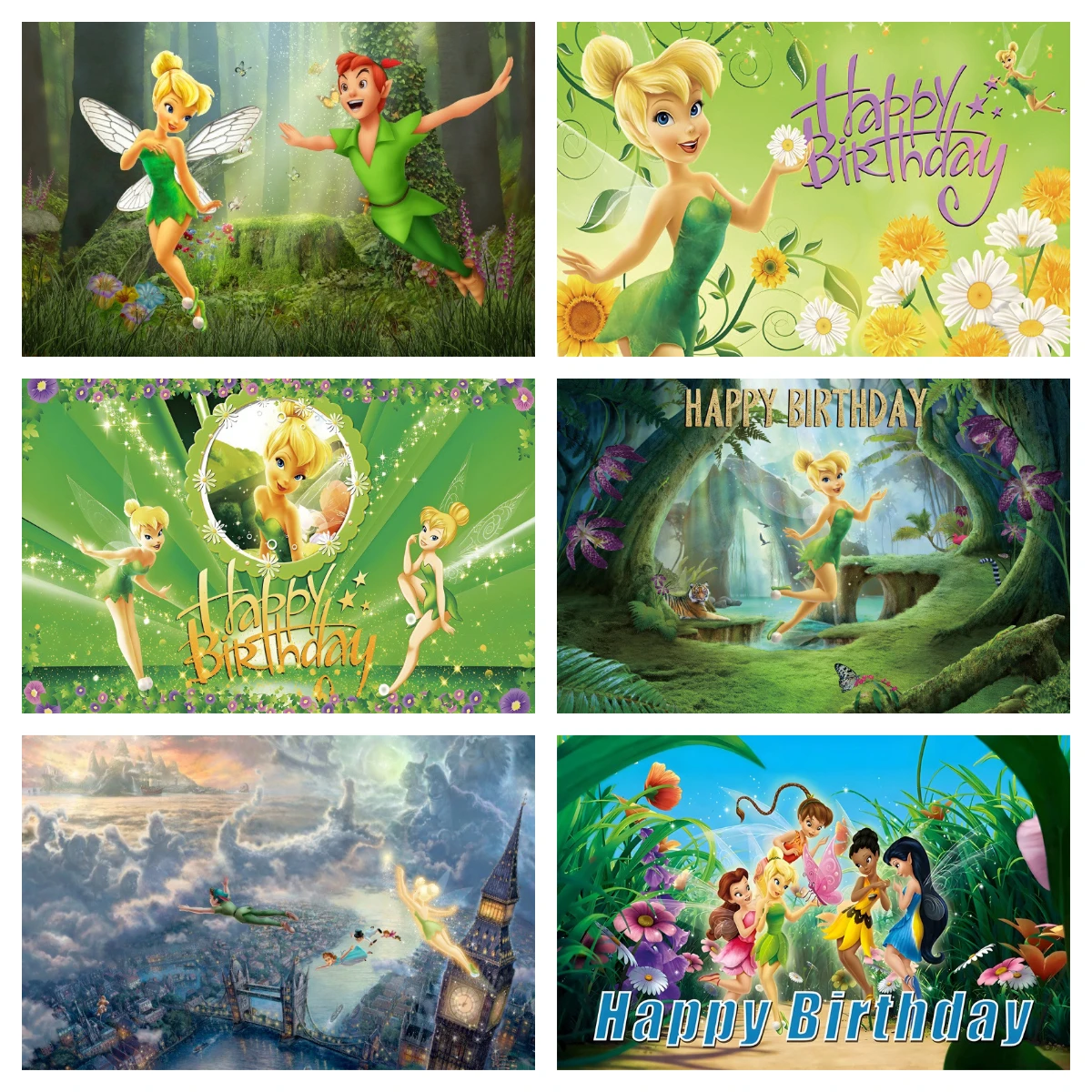 Tinker Bell Peter Pan Photo Background For Photography Baby Shower Birthday Party Decor Props Supplies Banner Backdrop Poster