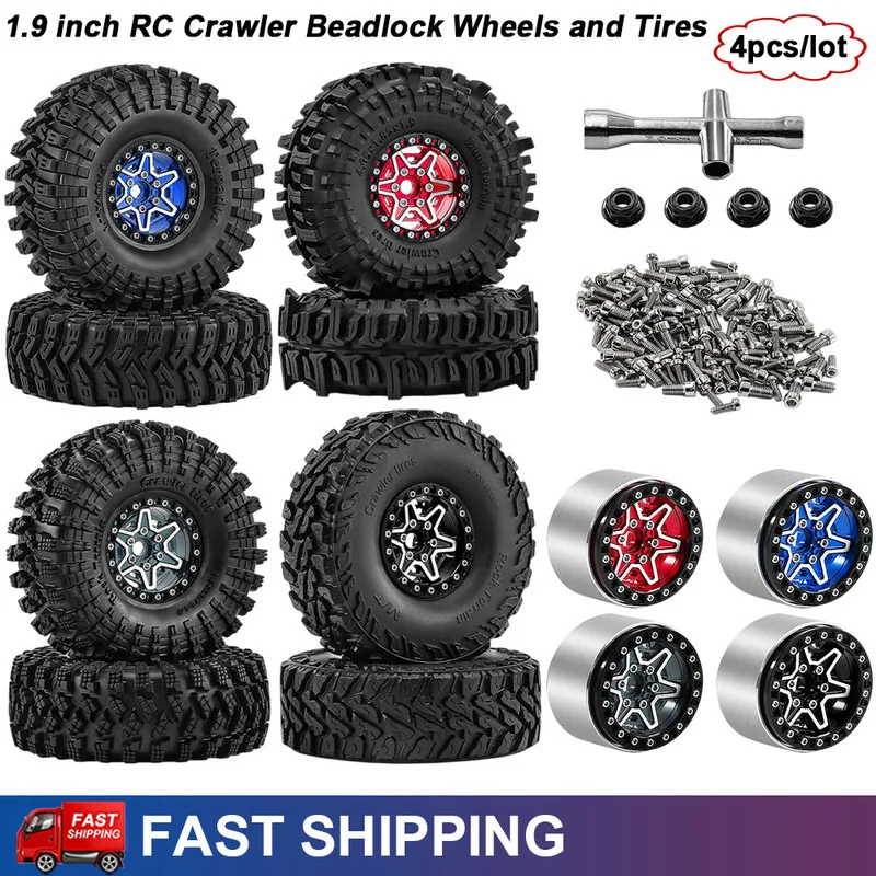 1.9'' New Metal Beadlock Tires and Wheels RC Crawler for 1/10 Traxxas SCX10 TRX4 TRX6 Axial 90046 D90 D110 YK Upgrade Parts