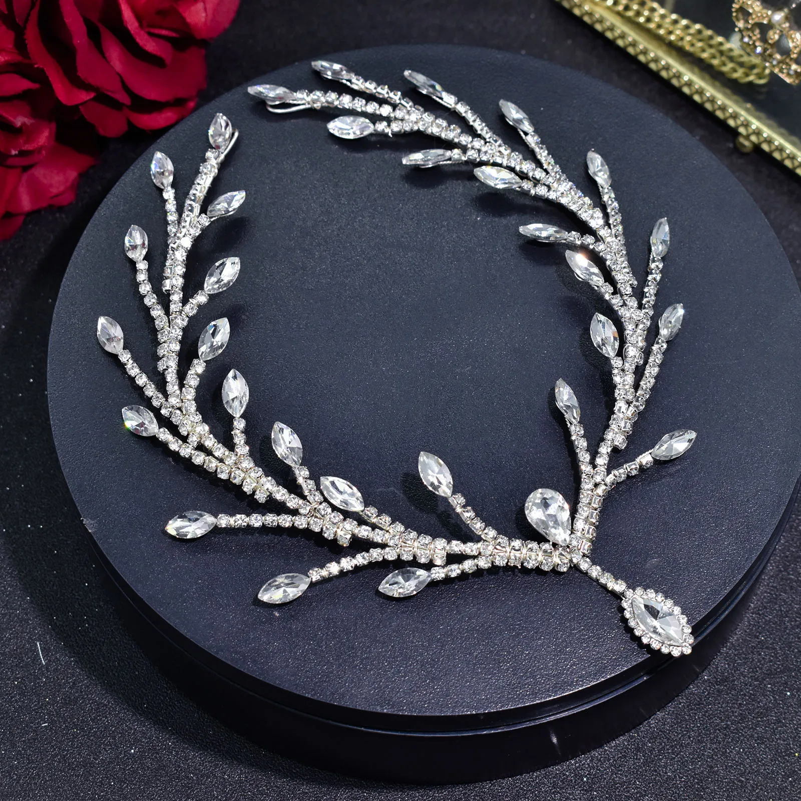 DZ032 Trendy Rhinestone Wedding Hair Accessories Handmade Bridal Forehead Headband Brides Headwear Women Girls Headpiece Tiara