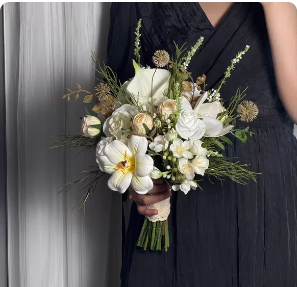 New bride wedding bouquet wedding artificial flowers white engagement lily of the valley red license bouquet hot direct sale