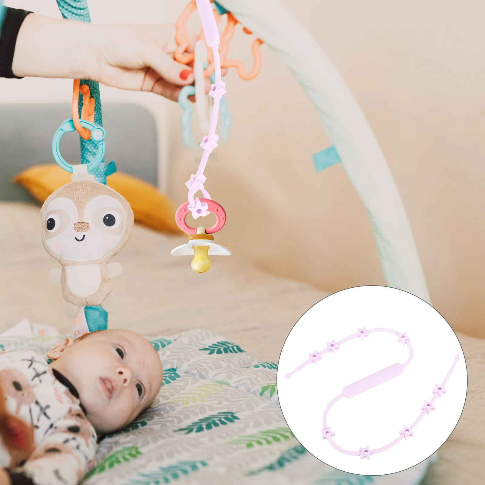 Chupeta de silicone corrente anti-perda para carrinhos de bebê ajustável reutilizável máquina de lavar louça segura fácil de usar correias de brinquedo