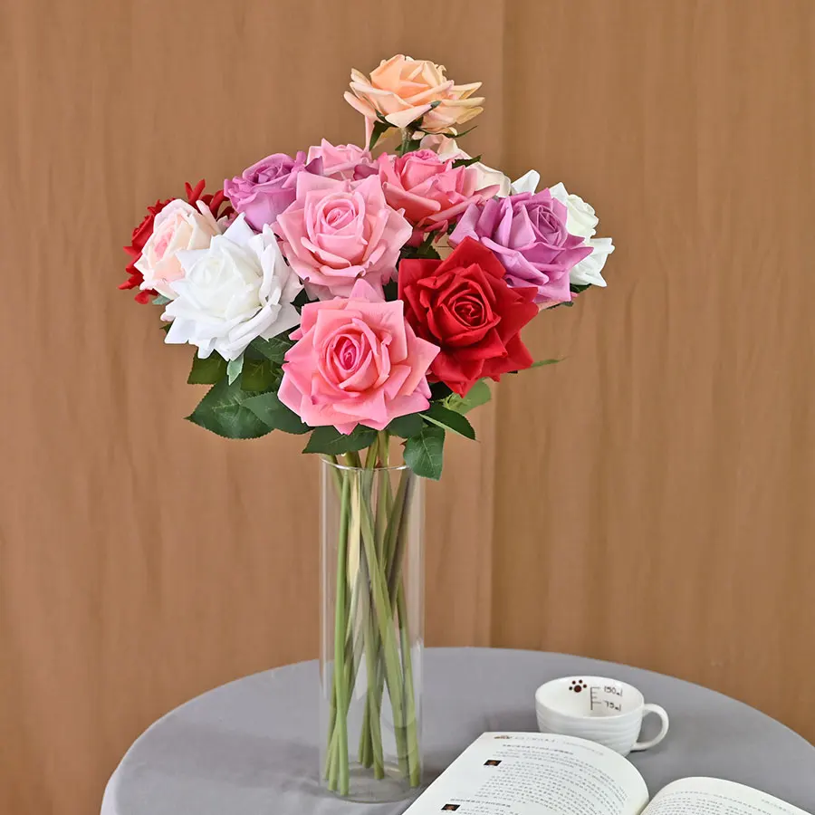 

5Pcs Realistic Touch Moisturizing Rose INS Style Latex Rose Simulation Decoration Home Wedding Decoration Flower