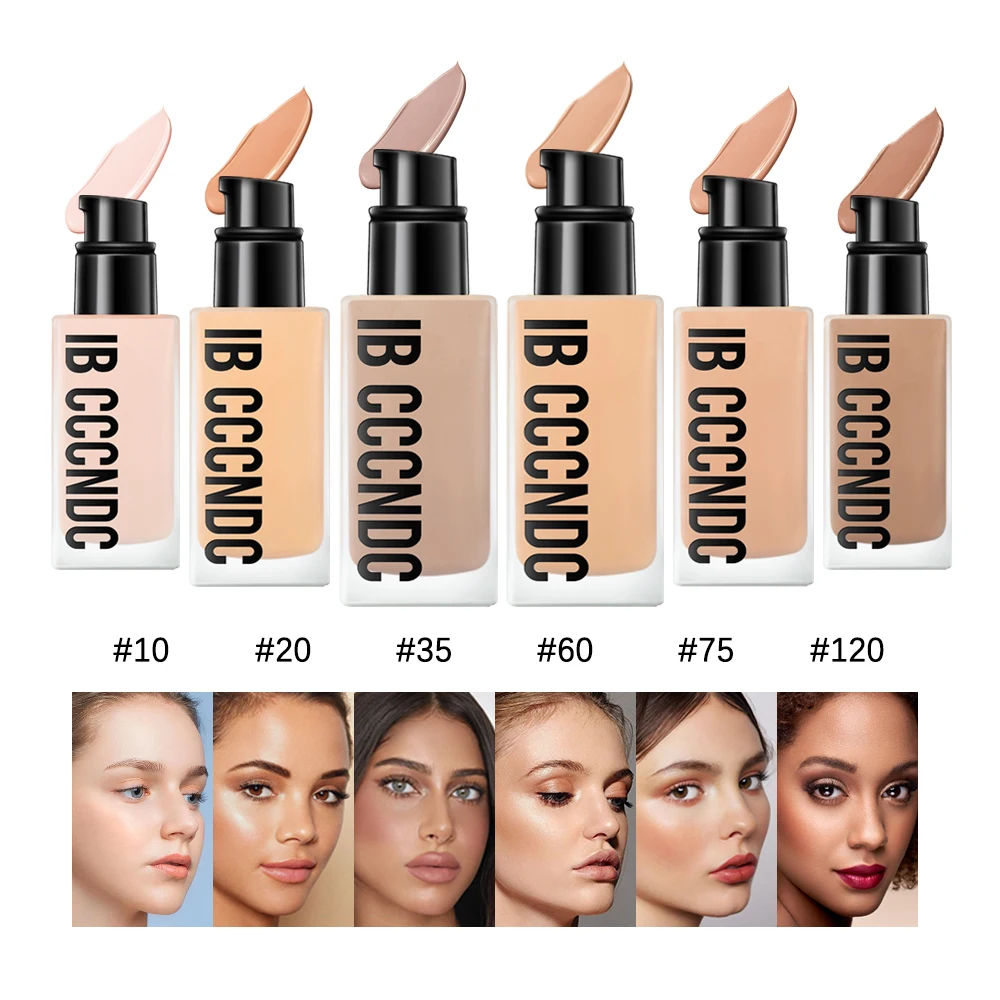 Liquid Foundation Concealer Face Naturally Matte Oil-Control Waterproof Foundation 30Ml 6 Colors Optional Cosmetic