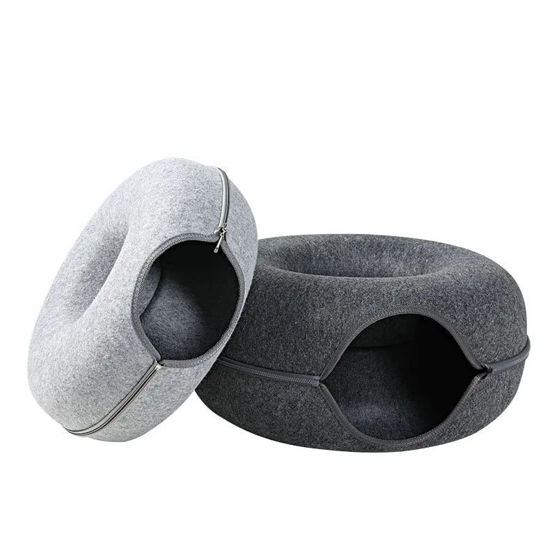 Ciambella Cat Bed Tunnel interattivo Pet feltro giocattoli per interni gatti House Kitten Training Toy Cat Kennel animali domestici forniture