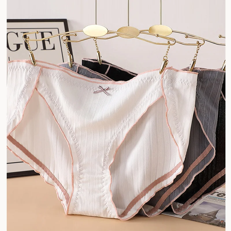 

3pcs Female Pure Cotton Breathable Briefs Full Cotton Crotch Low Waist Student Girl Underwear Underpants