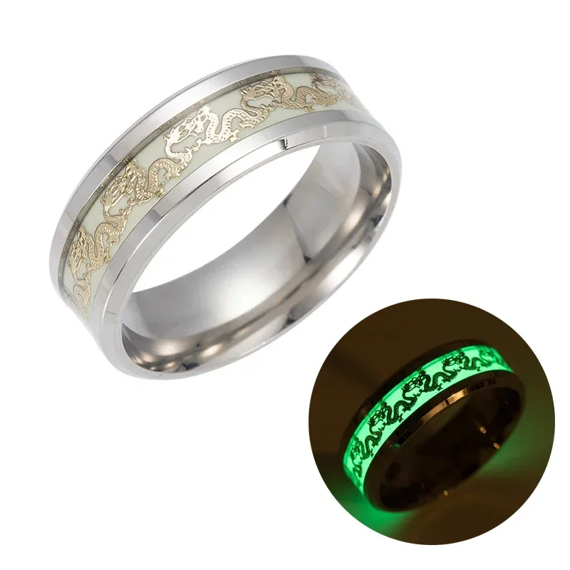 51JEWELRY Punk Cool Gold Dragon Edelstahl Ringe für Männer Frauen Hochzeit Band Individuelle Gravieren Name Charme Geschenk