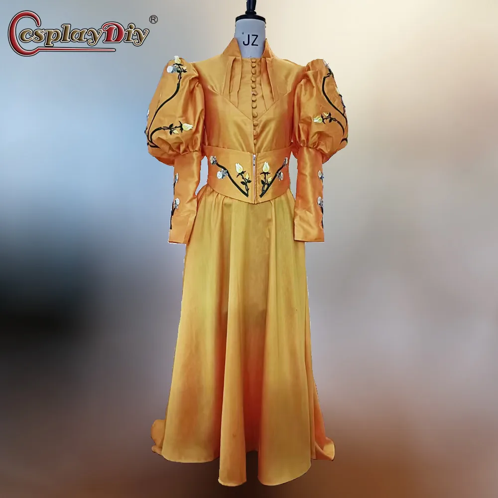 Cosplaydiy Crimson Peak Silk Edwardian Dress Historical Gown Costume Edith Cushing's Cosplay Movie Dress Victorian Gothic dress