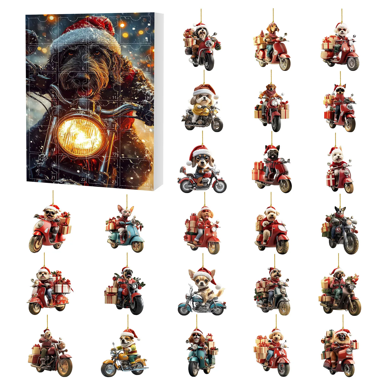 Montre de compte à rebours de noël, arbre de noël extérieur, pendentif en acrylique, calendrier de l'avent pour chien, minuterie numérique pour enfants