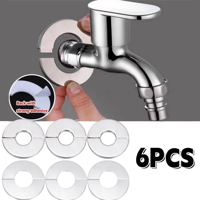 Self-Adhesive Stainless Steel Faucet Decorative Cover Shower Chrome Finish Water Pipe Wall Covers Bathroom Accessories