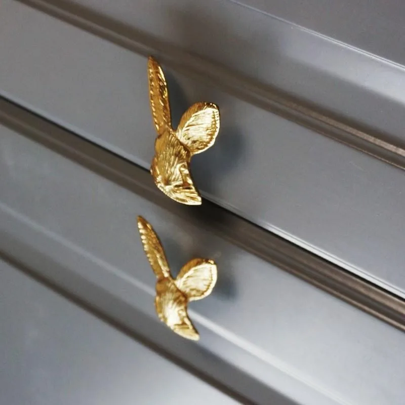 1Pc Rabbit Shape Brass Furniture Handle Door Knobs Handles for Children' Room Kitchen Cupboard Drawer Pulls Furniture Decor