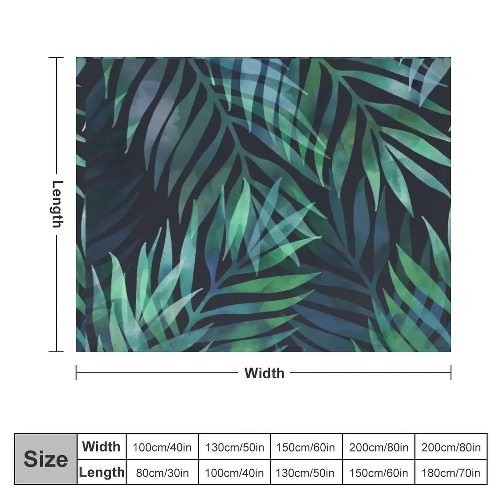 Dark green palms leaves pattern Throw Blanket Giant Sofa Personalized Gift Blankets